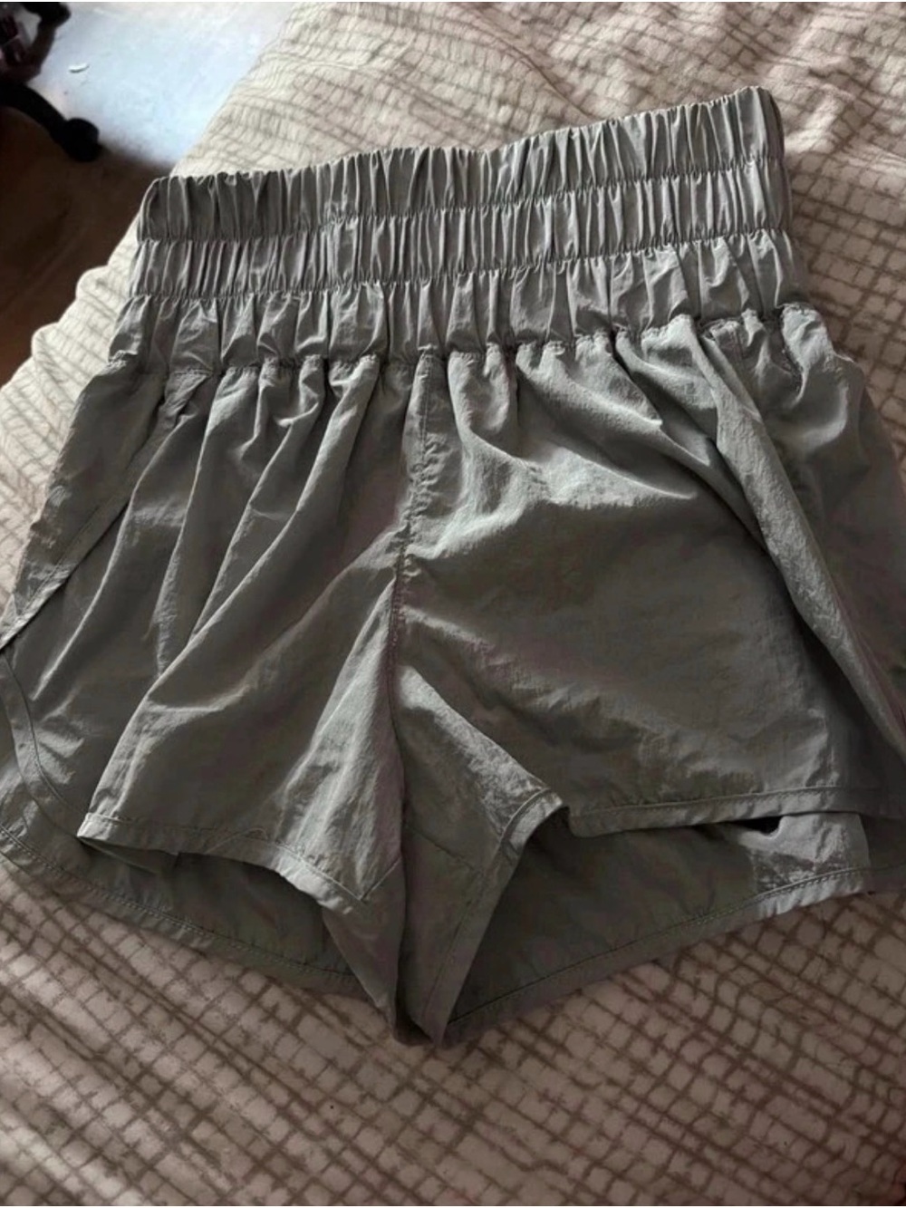 Free People Sage Gray Elastic-Waist Athletic Shorts